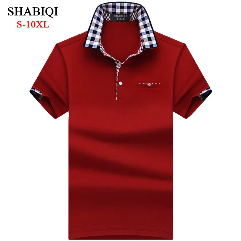 

SHABIQI BIG MAN Polo Men Shirt Mens Short Sleeve Solid Shirts Camisa Polos Masculina Casual cotton Plus size 6XL 7XL 8XL 10XL