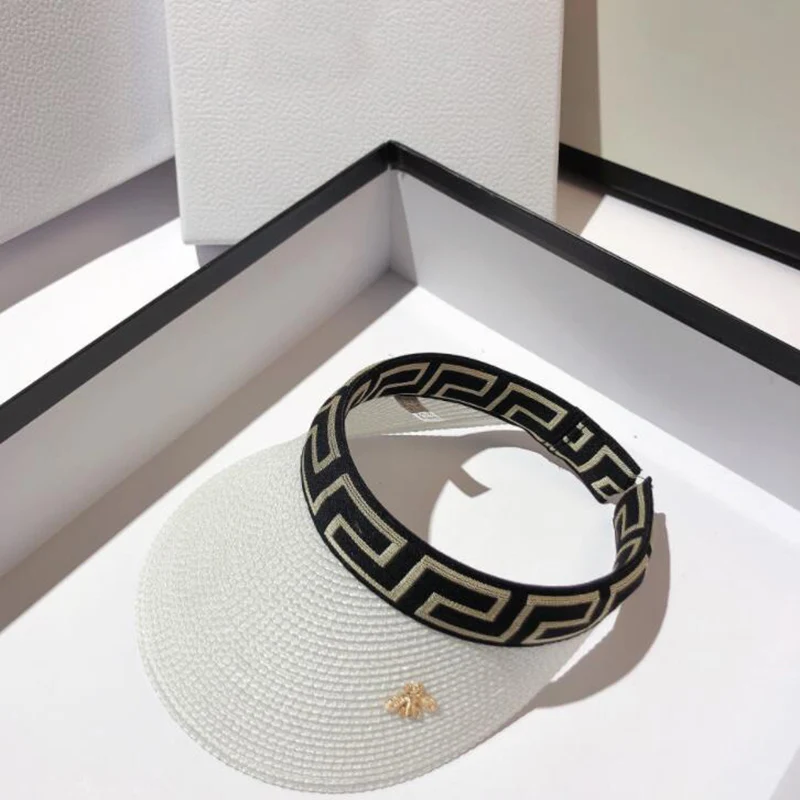 

2021 Summer Straw Woman Sun Hats Female Outdoor Visor Caps Hand Made Cap Casual Shade Hat Empty Top Hat Beach Cap Anti-UV