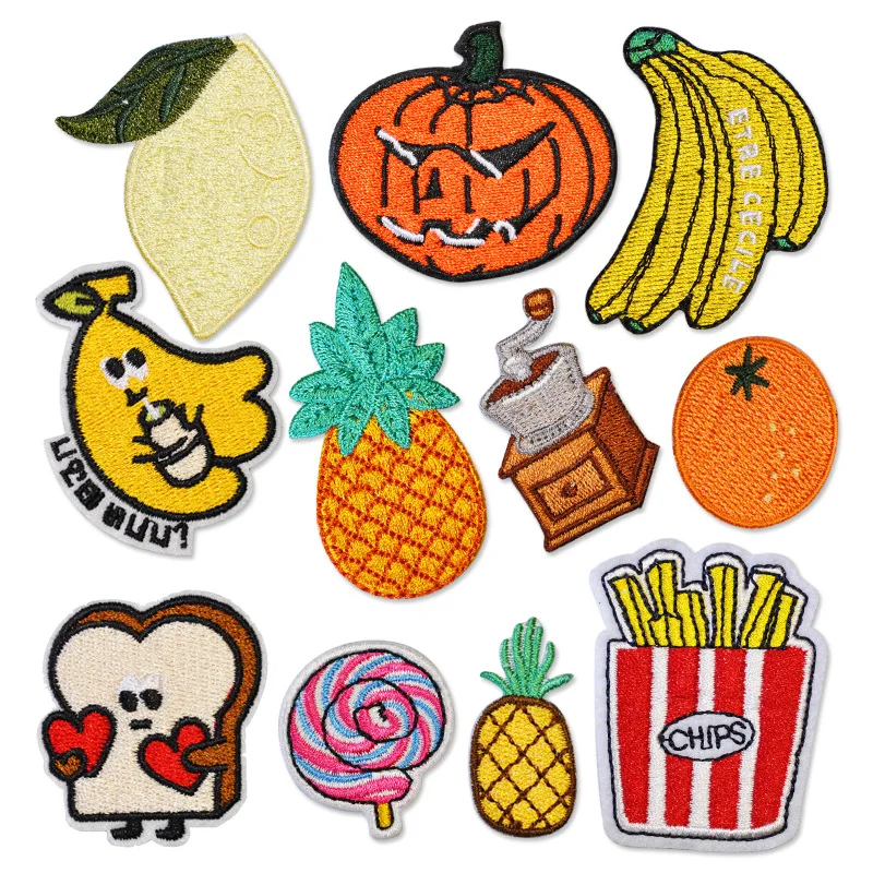 

50 шт./лот аниме фрукты Тыква банан Вышивка Патчи украшение одежды Швейные аксессуары рукоделие аппликация сделай сам
