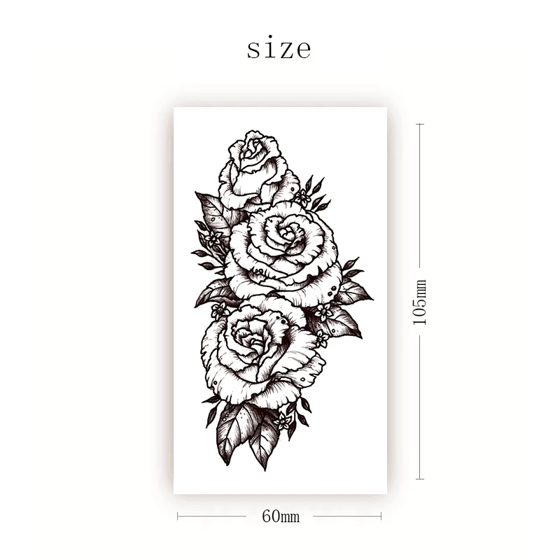 

Waterproof Temporary Tattoo Sticker Black Rose Flower Cluster Design Fake Tattoos Flash Tatoos Arm Belly Body Art for Women Girl