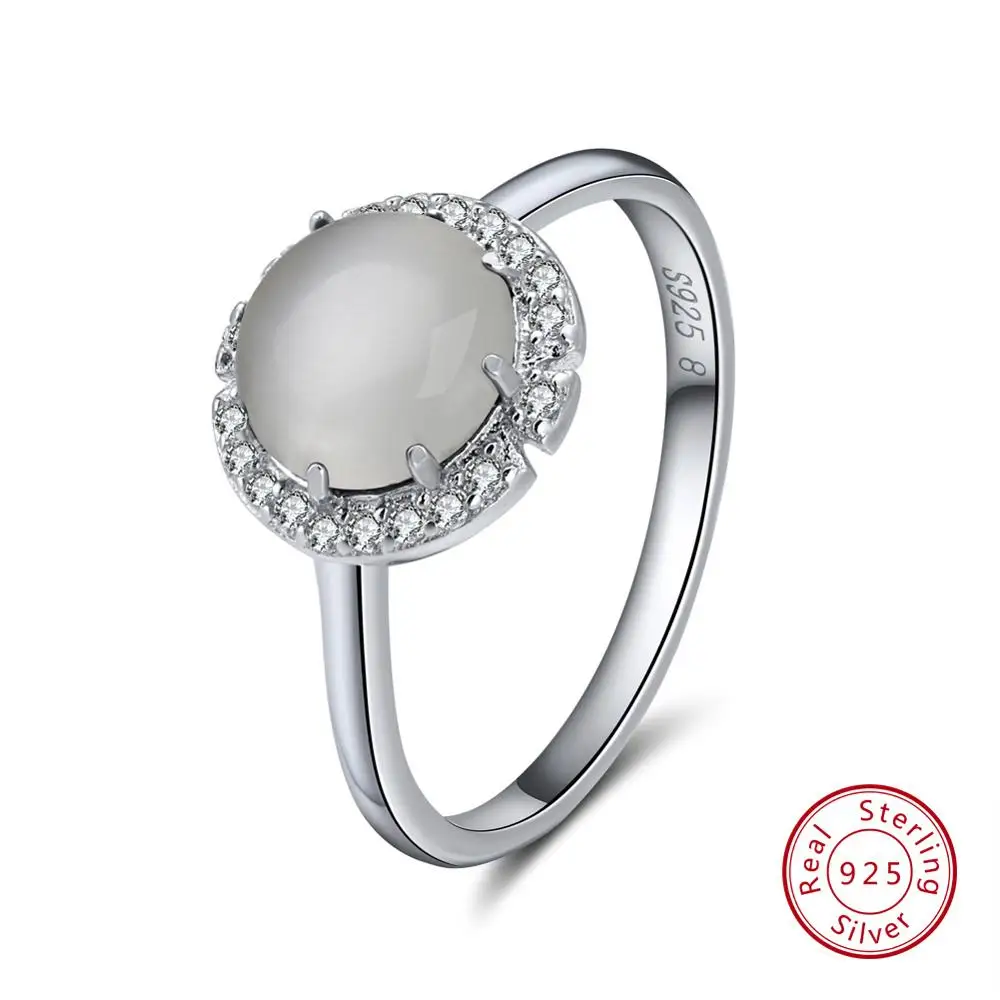 Cats Eye Stone ORSA JEWELS серебряные кольца из натуральной 925 пробы для женщин, бирюза, инкрустированная установка, AAA кубическое женское циркониевое кольцо, ювелирные изделия ASR55 - Цвет камня: Cats Eye Stone