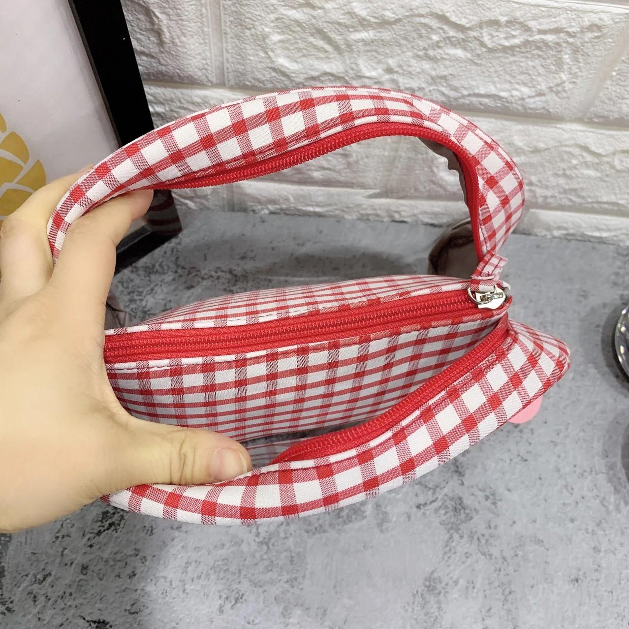 

Fog Plaid Two-Piece Makeup Bag travel cosmetic bag make up box