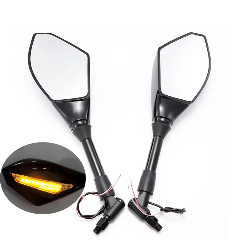 

With LED Light Motorcycle Rear View Mirror 8 10MM Mirror Universal For Honda NMAX Hornet CB 600F Africa Twin CRF1000L Shadow 750