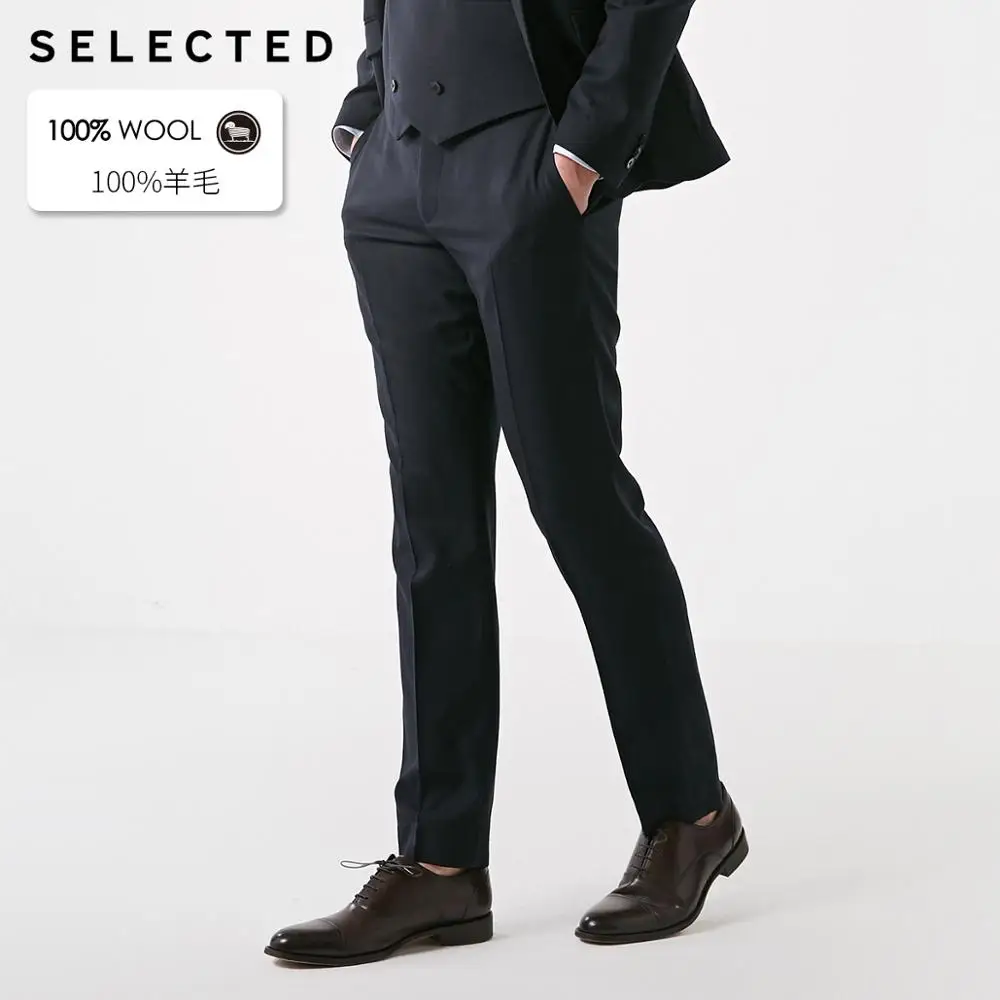 Отборные мужские брюки из 100% шерсти чистого цвета Обычный костюм T | 41916C501 Мужская