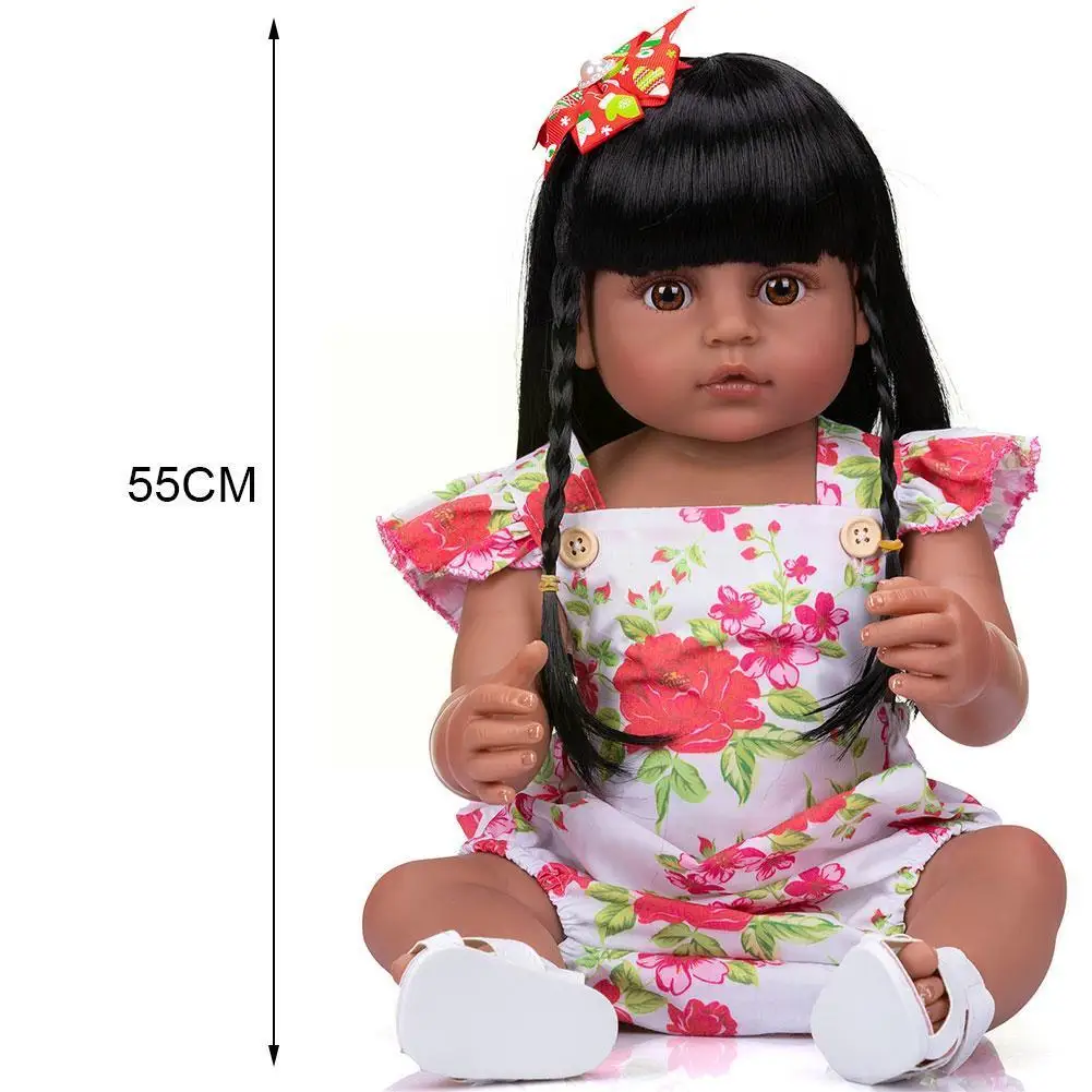 

22inch Chocolate Skin Simulation Flesh-colored Kit Soft Lifelike Tool Sleeping Part Simulated Kid Color Little Baby Reality R6D8