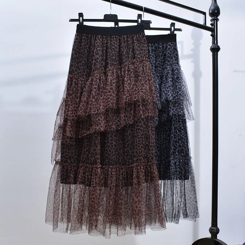 Женская плиссированная юбка-макси серая Асимметричная многослойная длинная