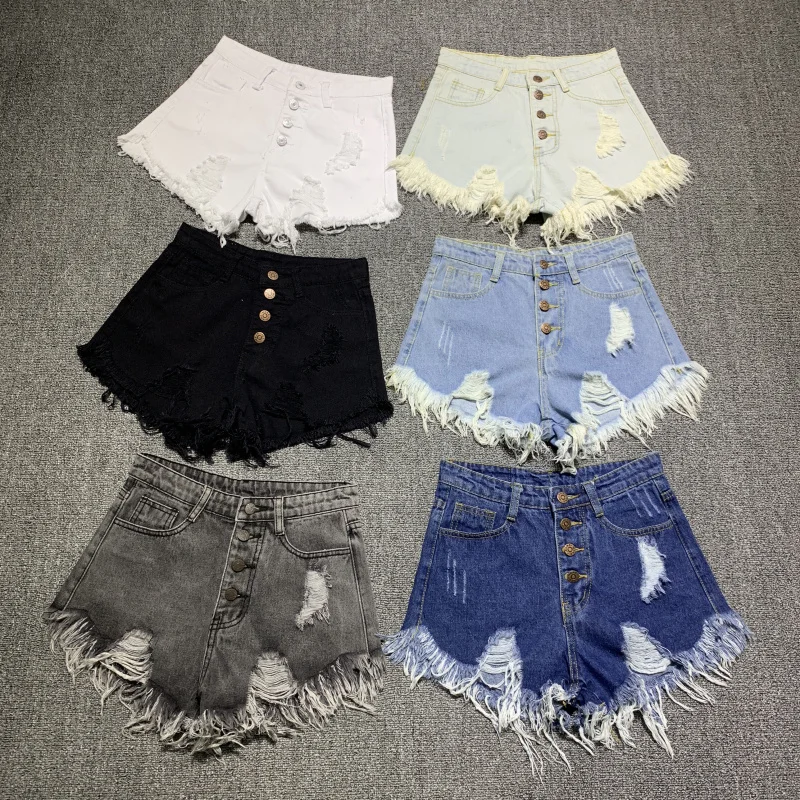 

Moda feminina casual verão legal feminino denim booty shorts cintura alta forro de pele perna-aberturas mais tamanho sexy calças