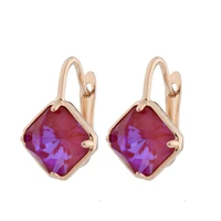 2022 hot sale luxury crystal drop earrings simple square 585 rose gold color free nickel earrings for women christmas jewelry