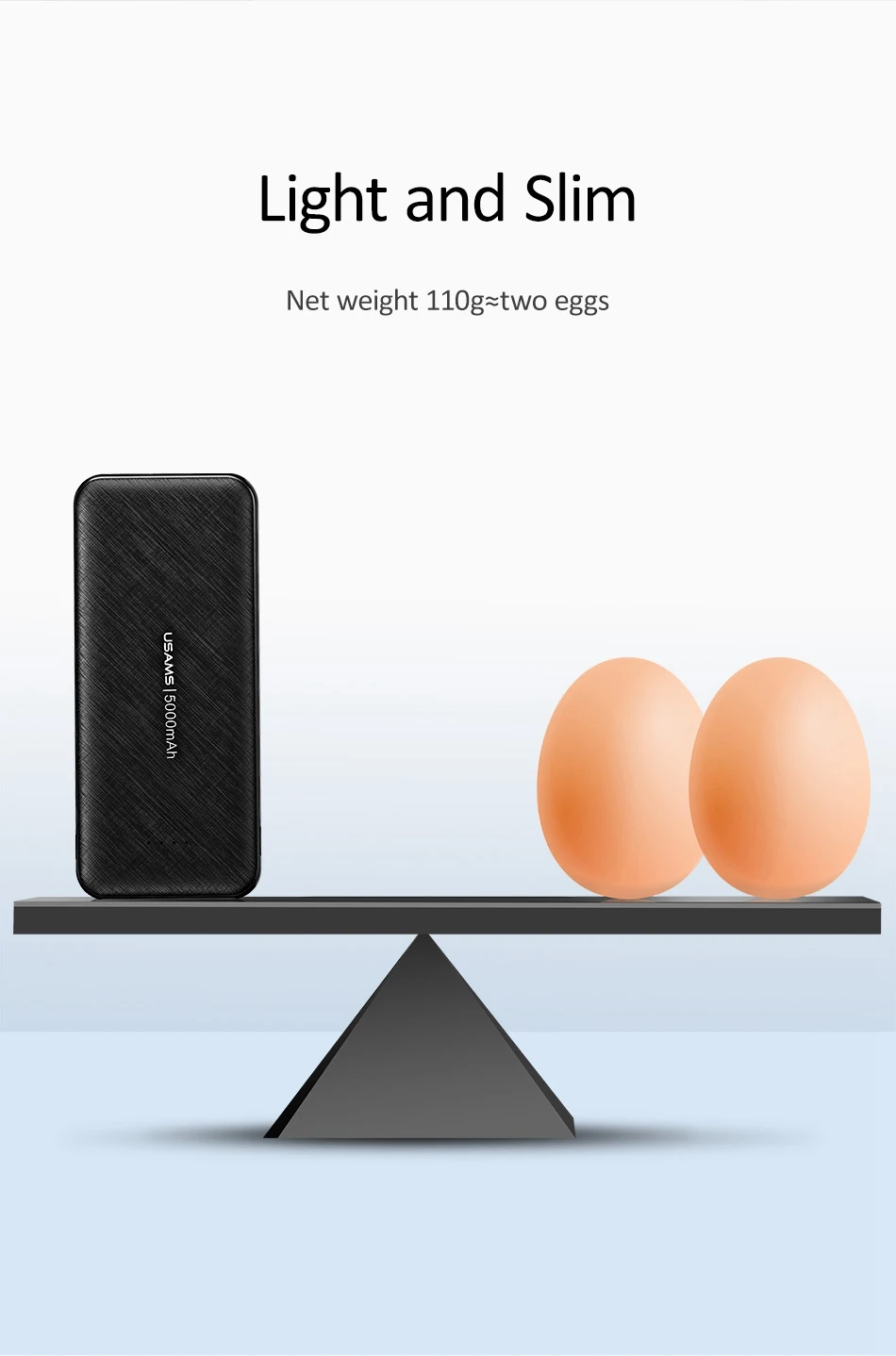 USAMS mi ni power Bank, 5000 мА/ч, портативное зарядное устройство, USB PoverBank, Внешнее зарядное устройство для iPhone, HUAWEI, Xiaomi mi, 9