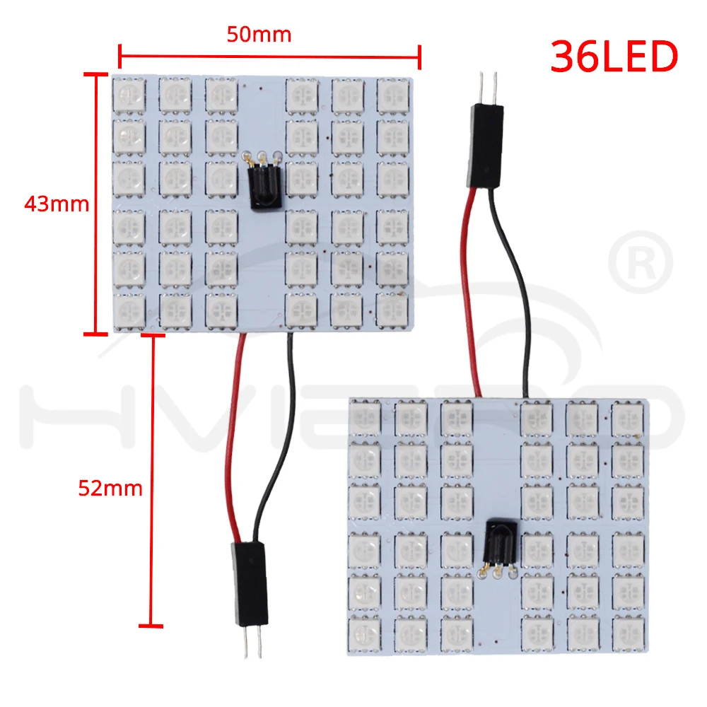2X DC 12V T10 RGB 5050 36SMD красочная автомобильная светодиодная панель дистанционного