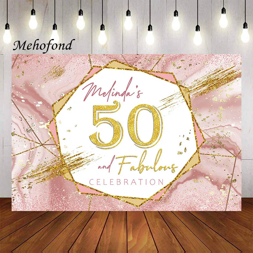 

Сказочный фон для фотосъемки Mehofond 50 дюймов розовые и золотые женщины для взрослых с празднованием 50-го дня рождения фон для фотостудии