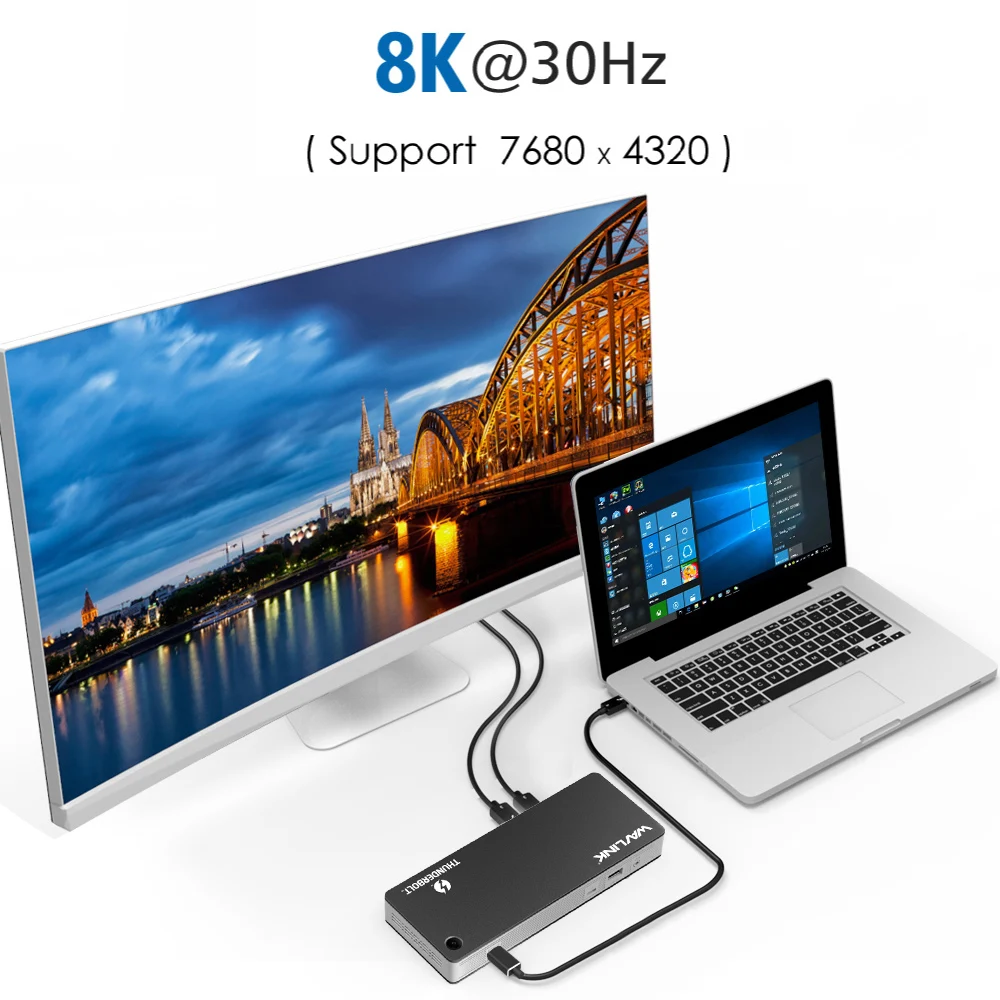 Wavlink Thunderbolt 3 USB-C док-станция двойной 4 k@ 60 Гц видео дисплей 60 Вт USB-C питания для MacBook pro Intel сертифицировано