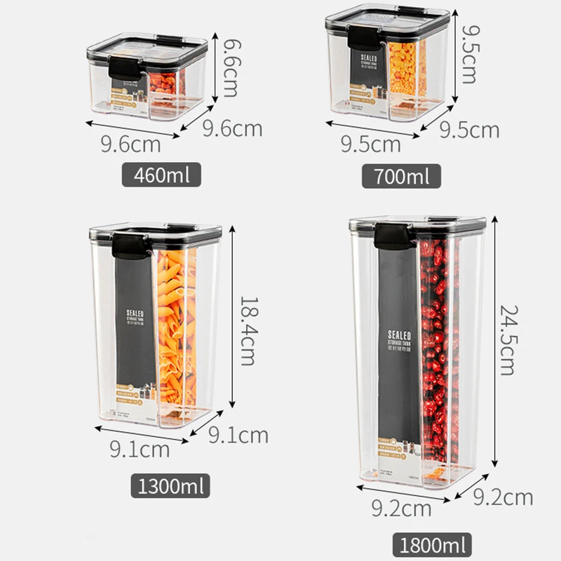 

Food storage tank Kitchen food storage box refrigerator storage box tea beans cereal sealed container transparent box Set