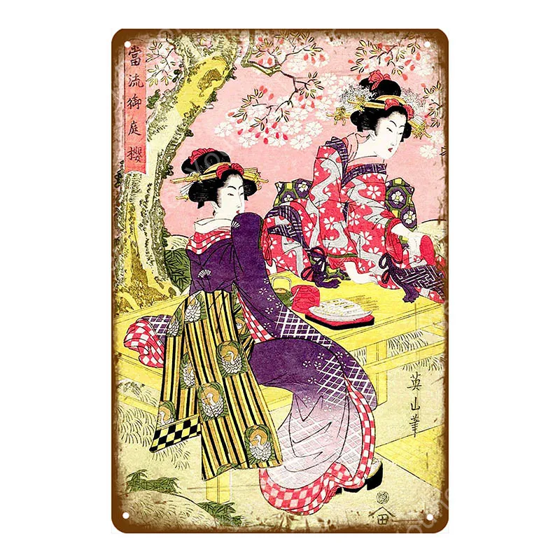 Япония национальный Туризм плакат японский Ukiyoe винтажные металлические знаки стены искусства дощечки с рисунком декор домашнего бара путешествия пластины YI-031 - Цвет: YD9727EI