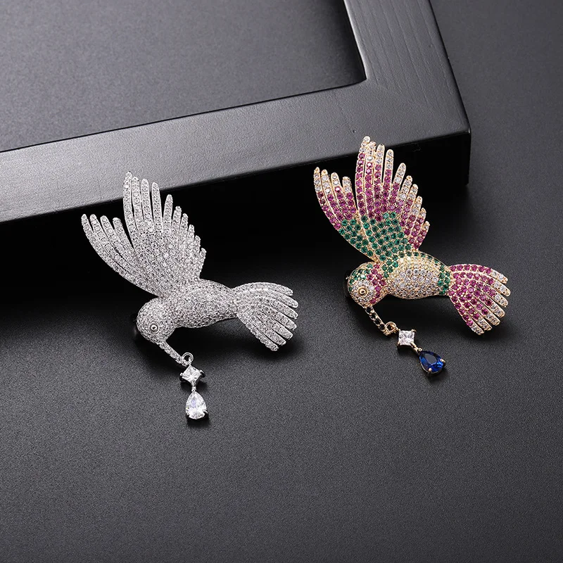 

Gorgeous full diamond women's brooch high-end bird brooch micro-inlaid zircon animal accessories factory outlet