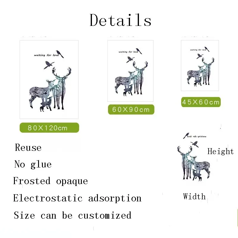Индивидуальная декоративная пленка на окно дерево олень Витраж статическое