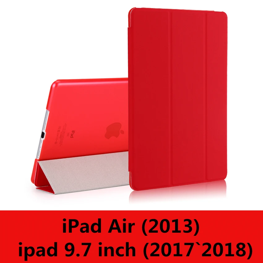 Чехол для iPad 9,7 6-го поколения, Чехол Air 3 2 1 Pro 10,5, прозрачный чехол, умный чехол из искусственной кожи для сна - Цвет: red-L-New9.7 Air