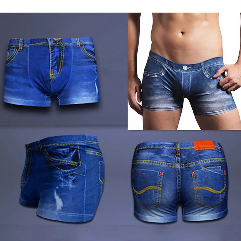 

Men's Stretch Briefs Fake Cowboy Underwear Cotton Print Shorts