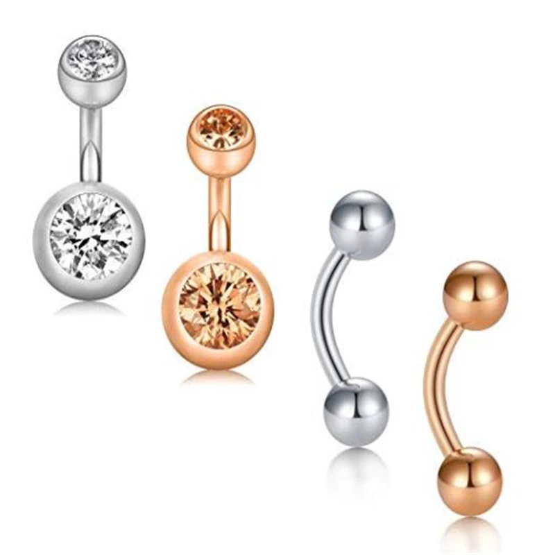 JFORYOU 4 5 шт. Маленькие Кольца для пупка 14 г 6 мм Изогнутые Штанги из хирургической