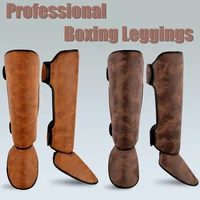 thicker boxing shin guards pu leather protection instep leggings equipment martial arts muay thai leg taekwondo ankle protectors