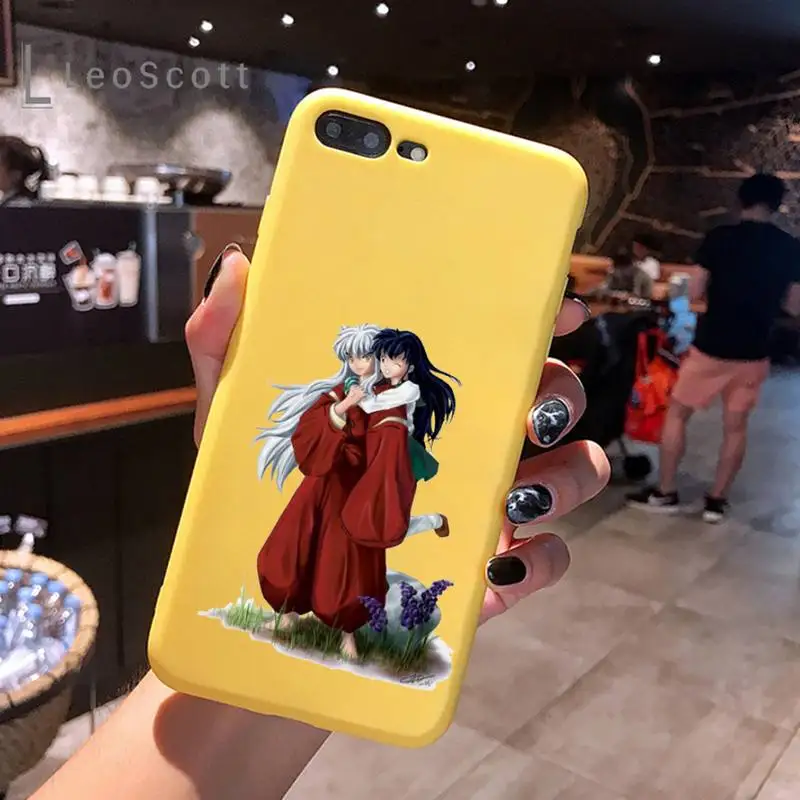 

Inuyasha Phone Case Yellow Candy Color for iPhone 6 7 8 11 12 s mini pro X XS XR MAX Plus