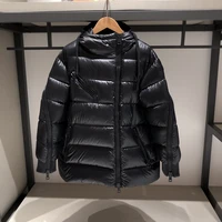 men women oblique zipper designer luxury brand down jacket coats hooded parkas for girl warm winter black white down jacket coat