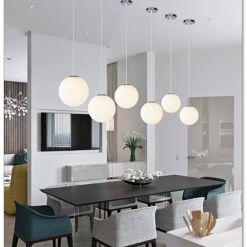 Простая сферическая стеклянная шаровая люстра с одной головкой креативная