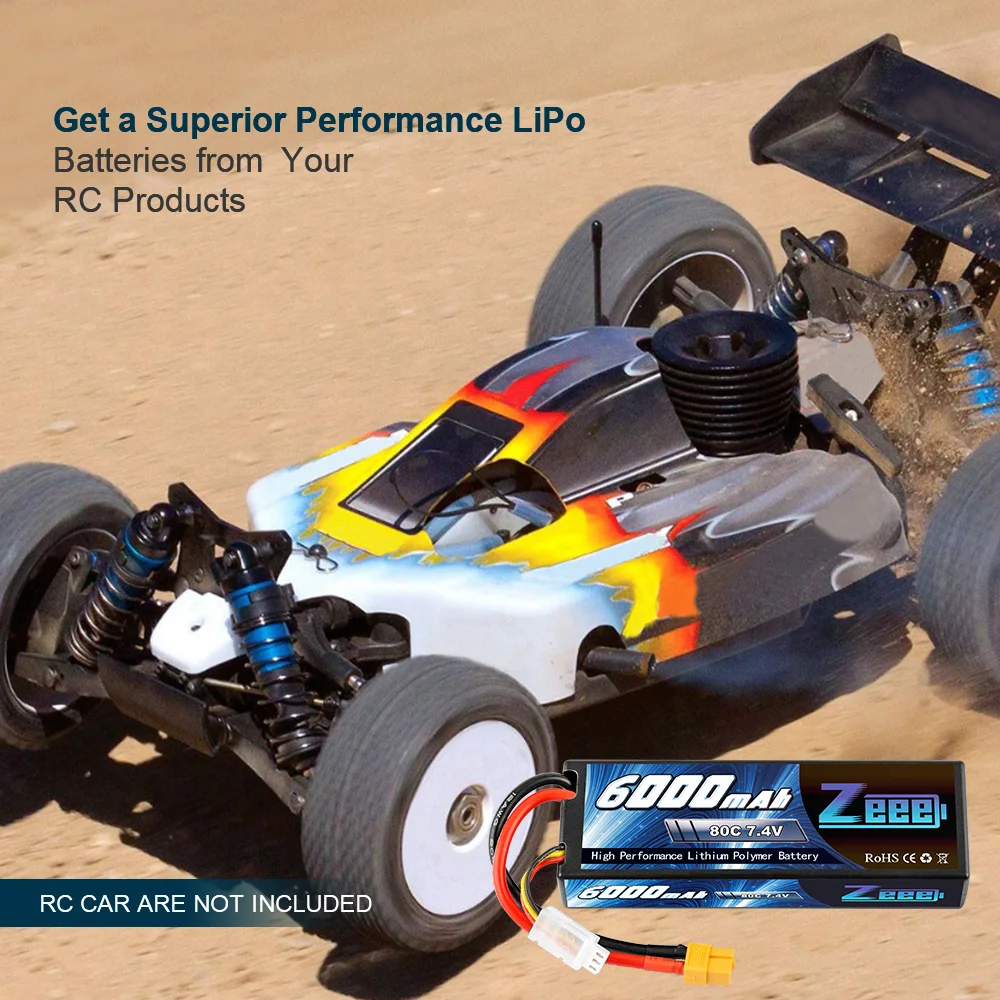 аккумулятор zeee lipo 2s 74 в 6000 мач 80c xt60 запч
