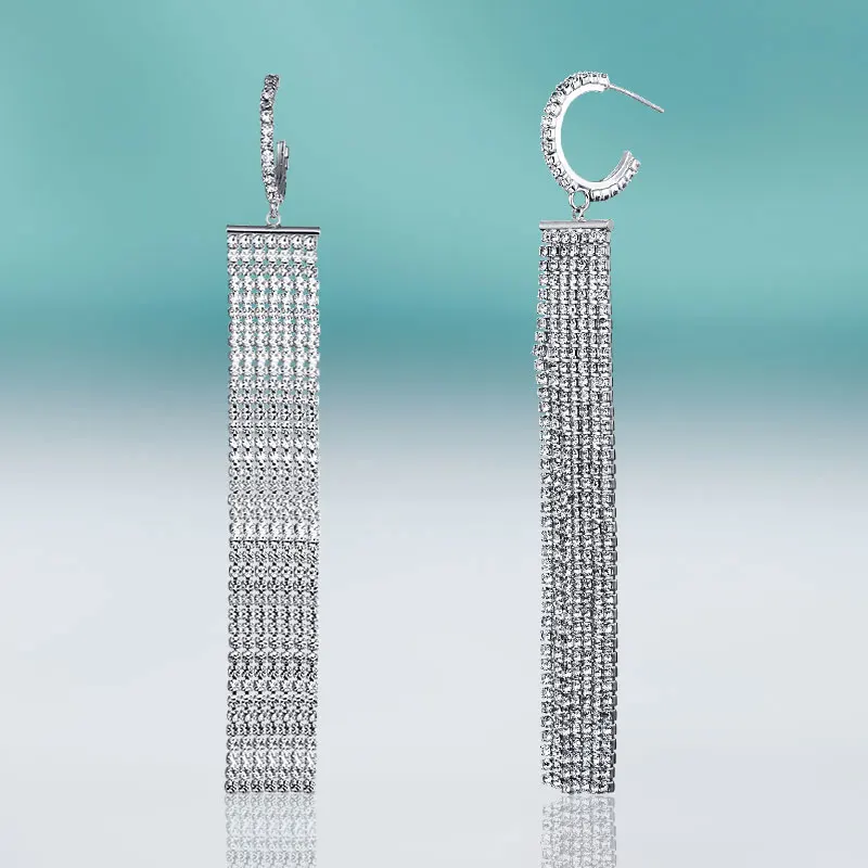 Silver MAIKALE, классические длинные серьги с кисточками из кубического циркония для женщин, золотые, серебряные, медные, корейские серьги, Boho, свадебные модные ювелирные изделия, подарок - Окраска металла: Silver