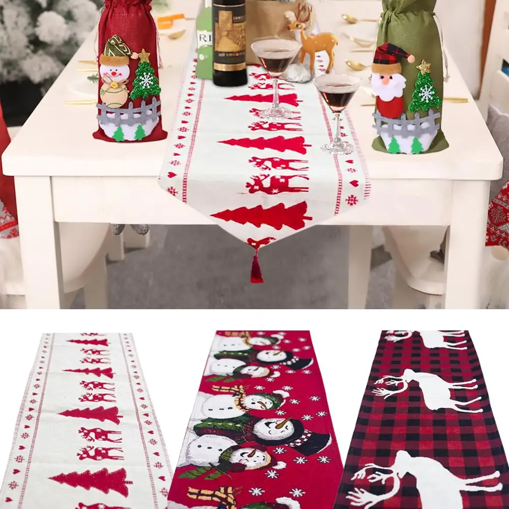 Natale Navidad, красное льняное рождественское настольное украшение для дома, Рождественское украшение, новогодний декор