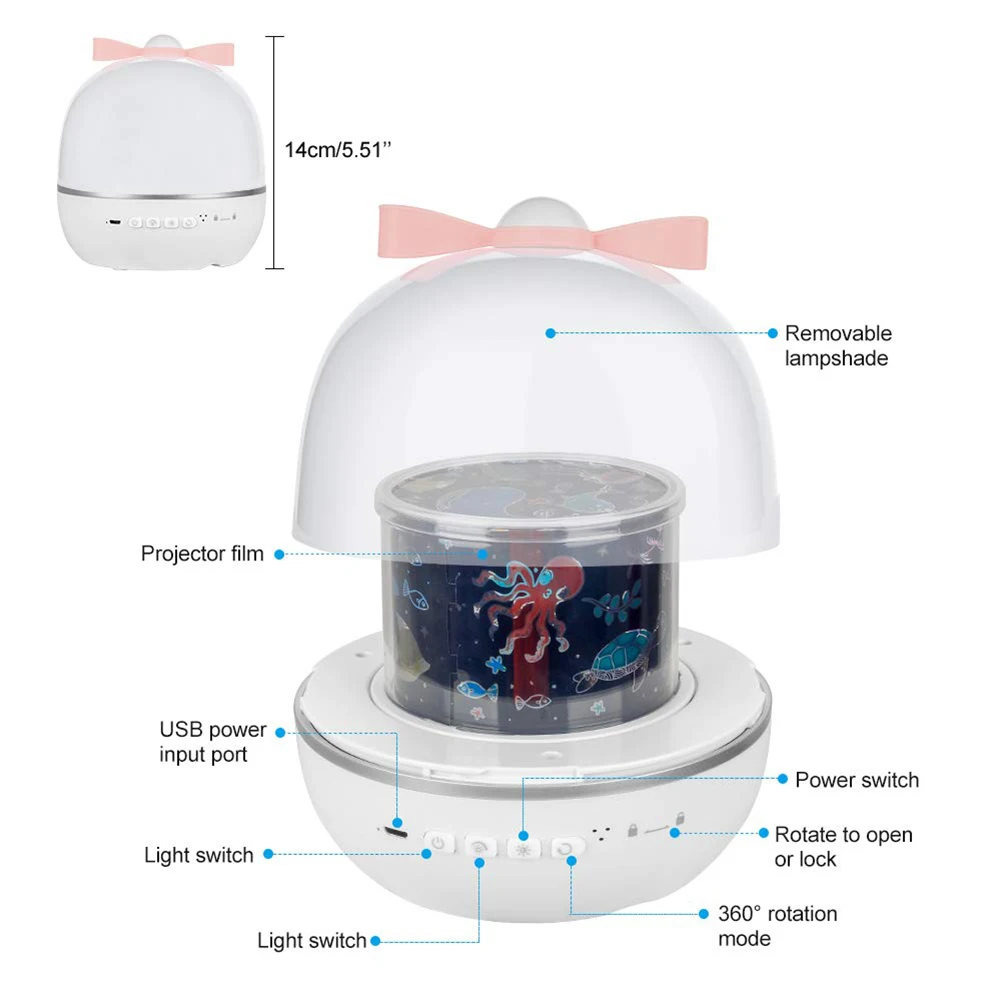 

Rotating Music Projector Light Bedroom Decoration Smart LED Rechargeable LED Night Lamp Easy Installation Indoor Lamp