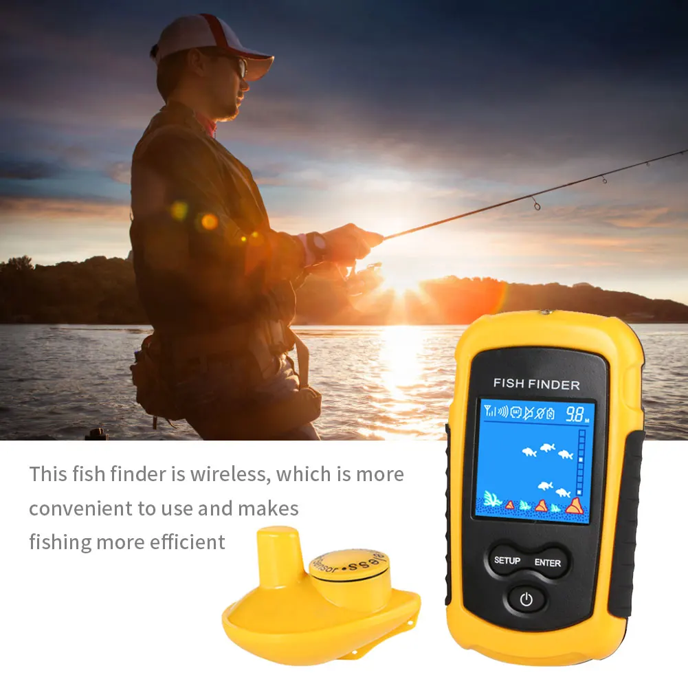 

Wireless operating 400 feet Portable Sonar Fish Finders Fishing Lure Echo Sounder Finder Sensor LCD Deep Lake Sea Fishing