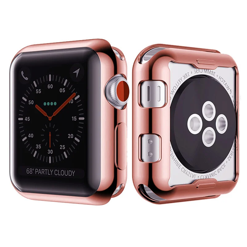 Чехол для Apple Watch 5 4 Чехол 44 мм/40 мм iWatch band 42 мм 38 мм универсальная защитная крышка бампер Apple watch 3 2 1 Аксессуары - Color: rose