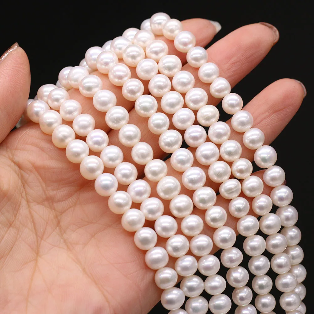 

AAA Natural Freshwater Pearl White Round Punch Beads High Quality For Jewelry Making DIY Necklace Bracelet Accessories Gift 36CM