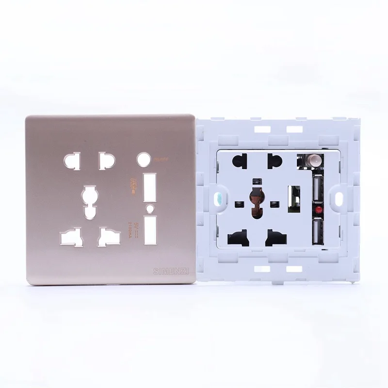 Настенный Электрический 10A универсальную пробку Лицевая панель розетка двойная