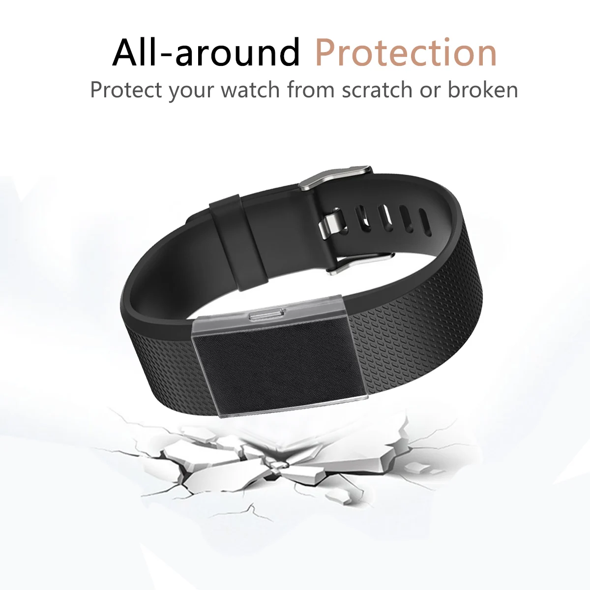 Полностью завернутый браслет Защитная крышка для экрана Fitbit Charge 2 Shookproof чехол
