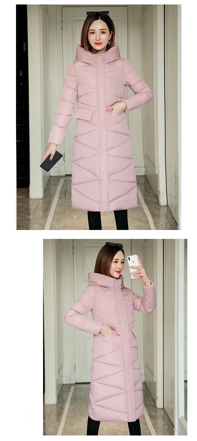 Модная парка с капюшоном женская зимняя куртка хлопчатобумажная набивная тонкая Длинная Верхняя одежда теплый плотный пуховик Повседневный Женский верх от куртки-парки