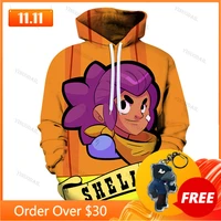 shelly max boys girls 3d primo mortis thin hoodie crow spike leon hoodie kids game anime star hoodie birthday gift