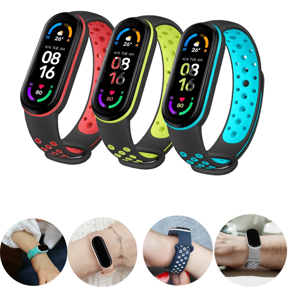 

Ремешок силиконовый для Xiaomi Mi Band 6 5 4 3, сменный Воздухопроницаемый браслет для умных часов, аксессуары для xiaomi