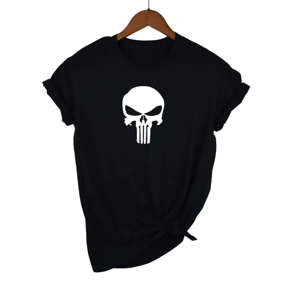 Рубашки женские топы Бренд 2016 модная новинка принт головы скелета футболка в