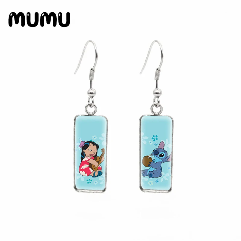 Новинка 2021 прямоугольные серьги в виде Лило и ститча милые рыбки с ангелом