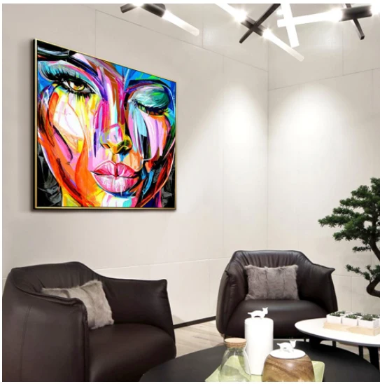 Франсуаза Nielly лицо картина маслом настенные художественные картины портрет Impasto рисунок палитра нож на холсте quadros caudros decoracion