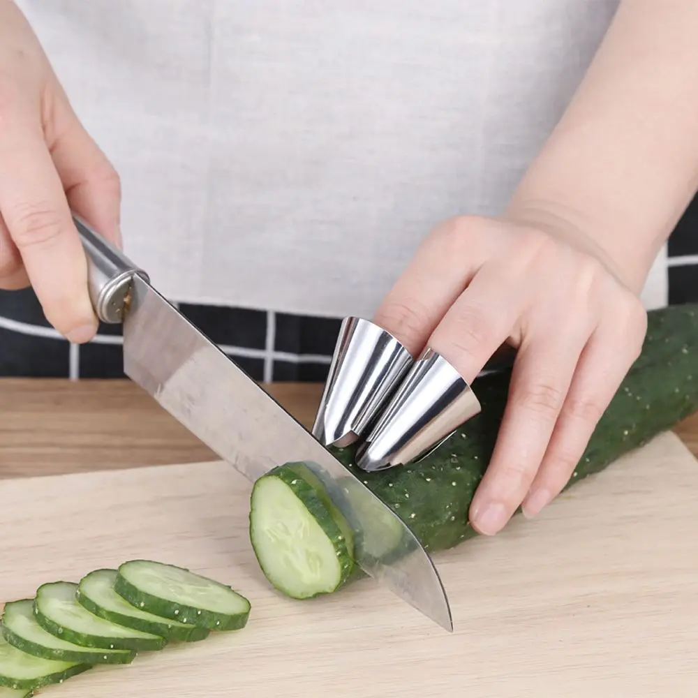 

2Pcs Durable Nut Scraper Finger Protector Hand Guard Stainless Steel Anti Hurt Fingers Ring Bean Peeler Kitchen Vegetables Tool
