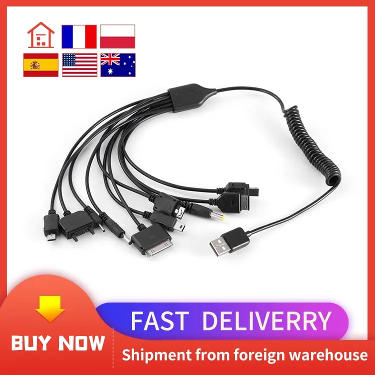

10 in 1 Universal Portable Lightweight Multi Functions Standard USB Charge Charging Cable Compatible with Most Brands Phones