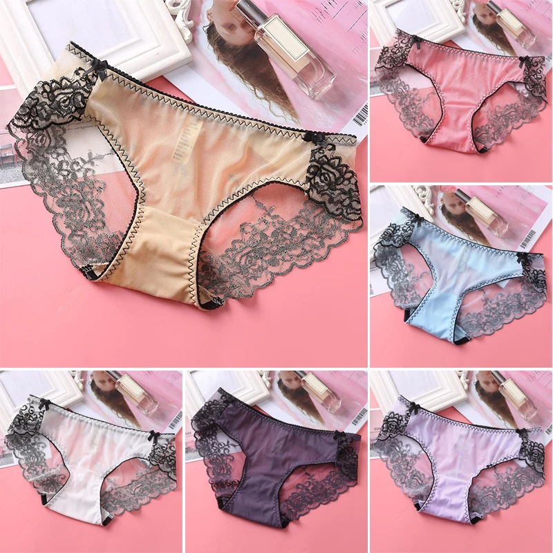 

Women Sexy Lace Side Underwear Seamless Breathable Briefs For Girls Ladies Crotch Lingerie 6 Colors M-XL