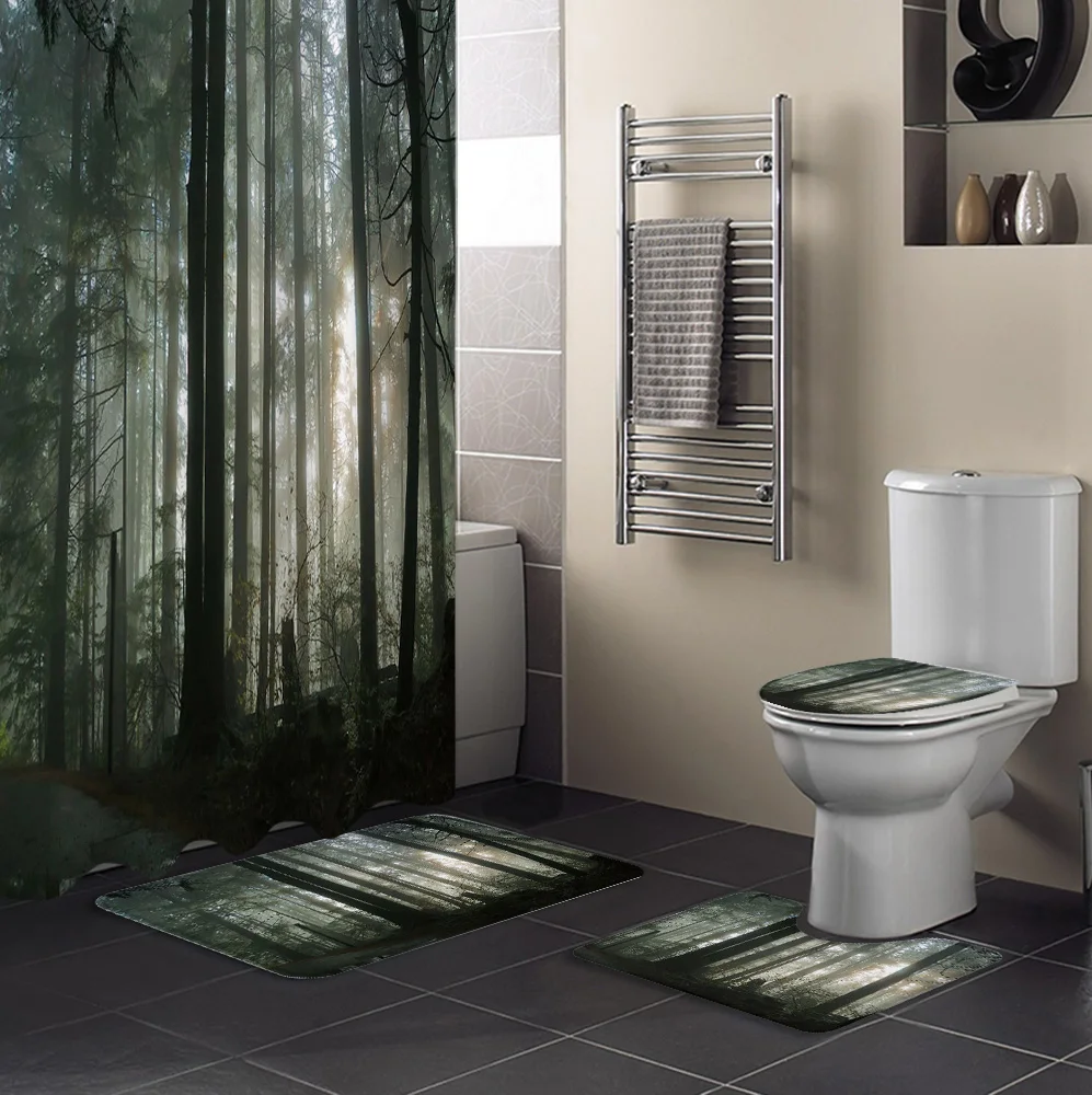 Лесная дорога солнечный свет прочная водонепроницаемая душевая занавеска набор