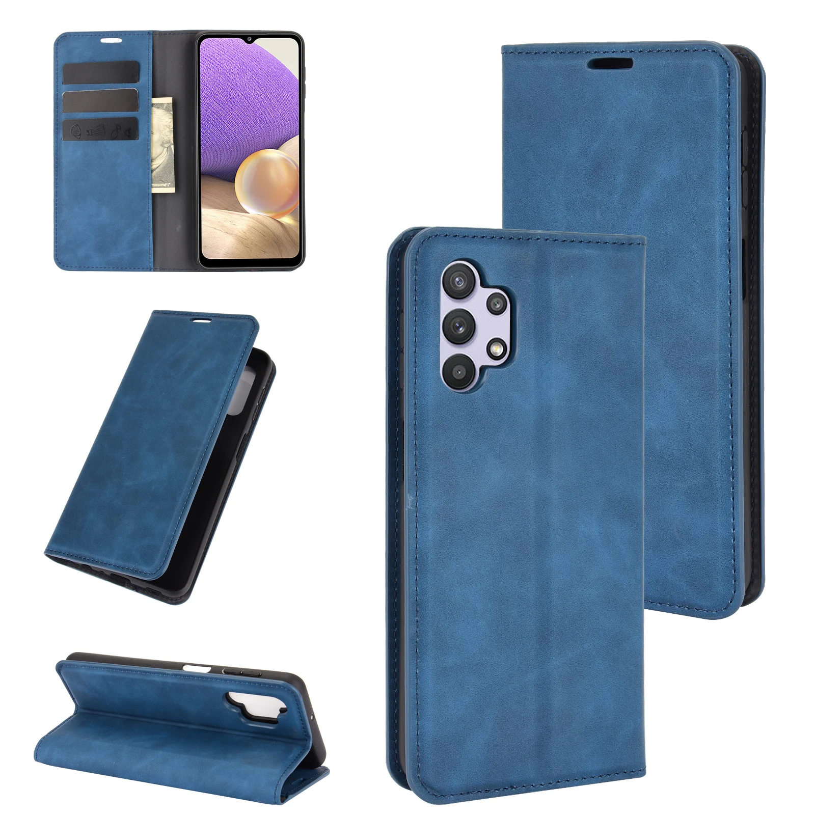 

Magnetic adsorption Pu Leather Phone Case for Samsung Galaxy A32 5G A32 4G LTE Retro Case Wallet Business Protective Cover