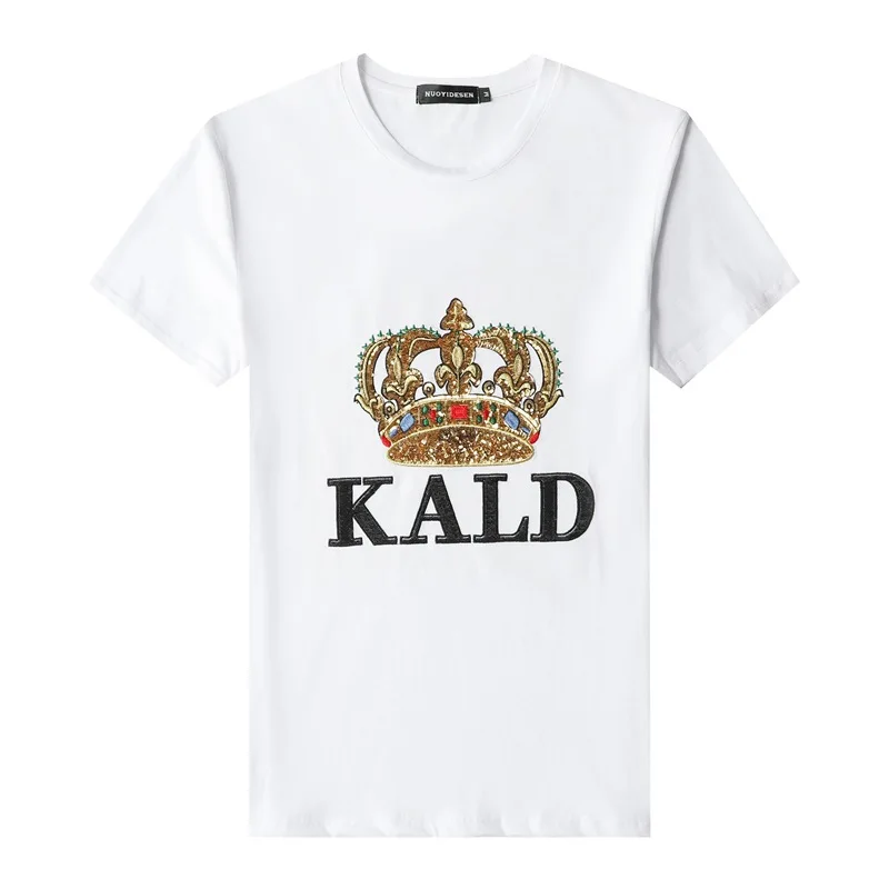 

crown short-sleeved t-shirts male popular logo individuality the new summer 2021 web celebrity men half sleeve shirt