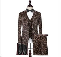 3 piece leopard men suits party tuxedos notched lapel wedding suits for men custom made groom blazer