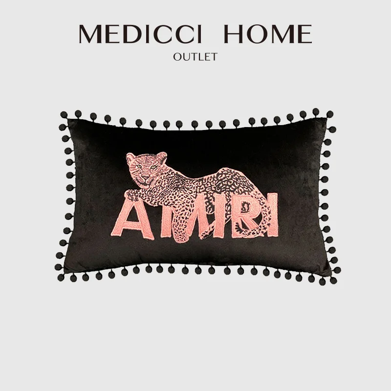 Medicci чехлы на подушки для дома ретро розовый Леопардовый вышивка Jaguar Panther Cheetah дикие животные поясничная